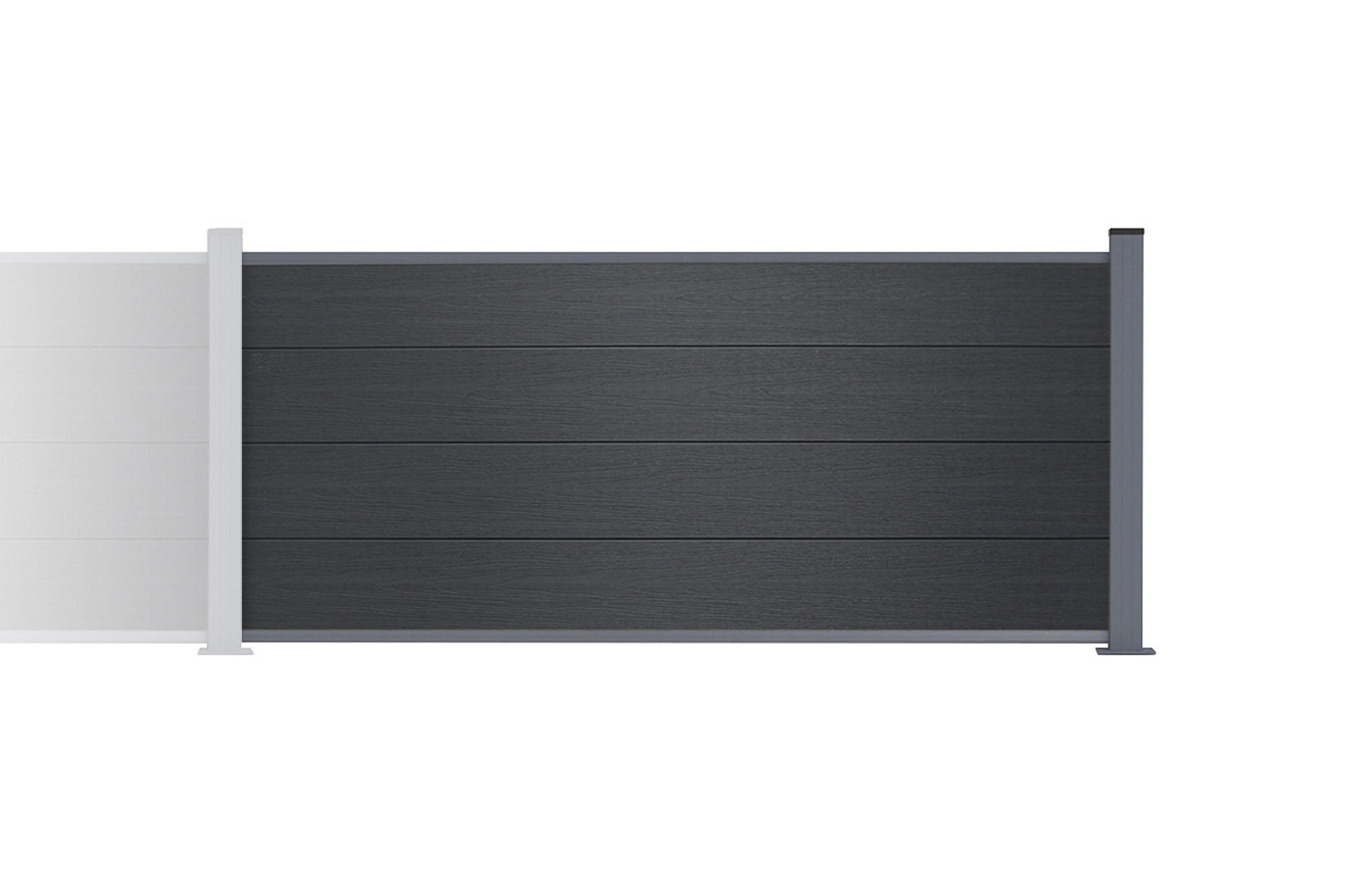 ERWEITERUNGSSET für Verbundzaun 2 m STOCKHORN H. 90 cm auf grauer Bodenplatte - Braun, Holzwerkstoff (200/90cm) - Casanoov