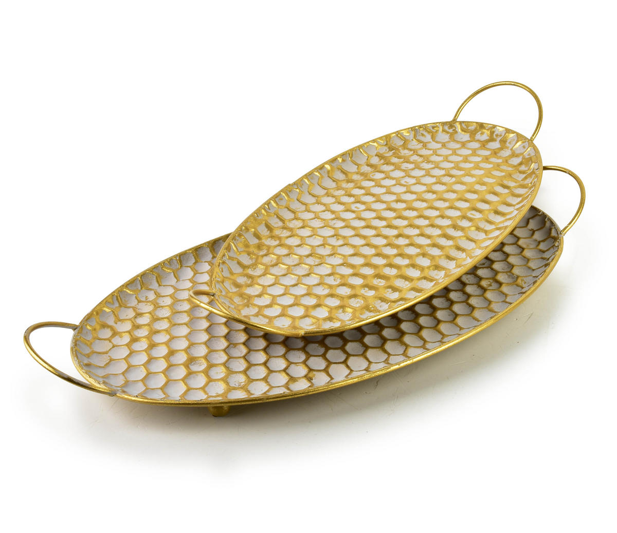TABLETT Hexagone 2er Set goldenfarben 51/30/3 cm Metall - Goldfarben, Metall (3cm) - Mondex