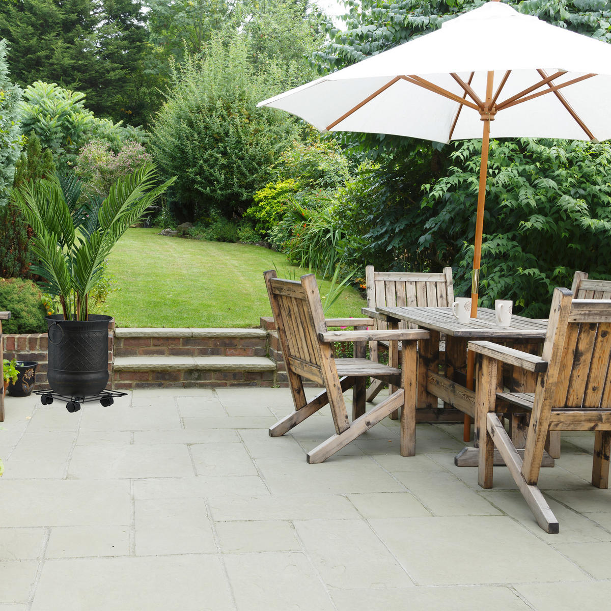 2XPFLANZENROLLER - Schwarz, Kunststoff/Metall (28/5.5/28cm) - Relaxdays