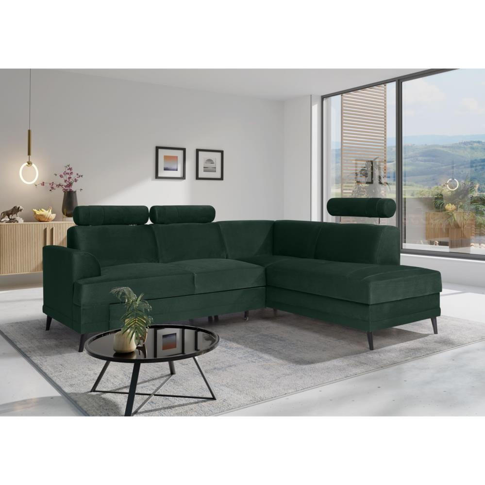 ECKSCHLAFSOFA Kordian rechts grün - Grün, Textil (250/200cm) - Beautysofa