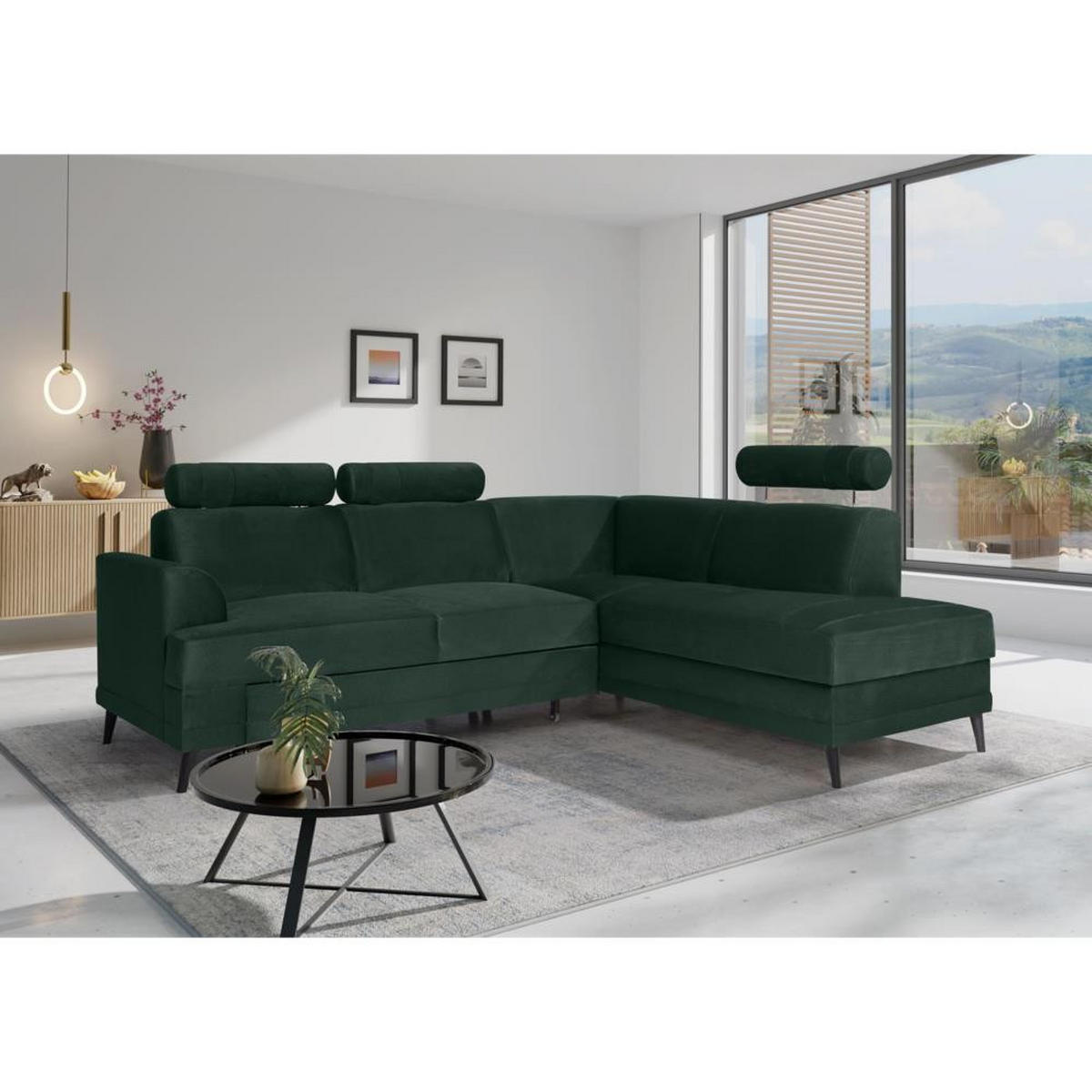 ECKSCHLAFSOFA Kordian rechts grün - Grün, Textil (250/200cm) - Beautysofa