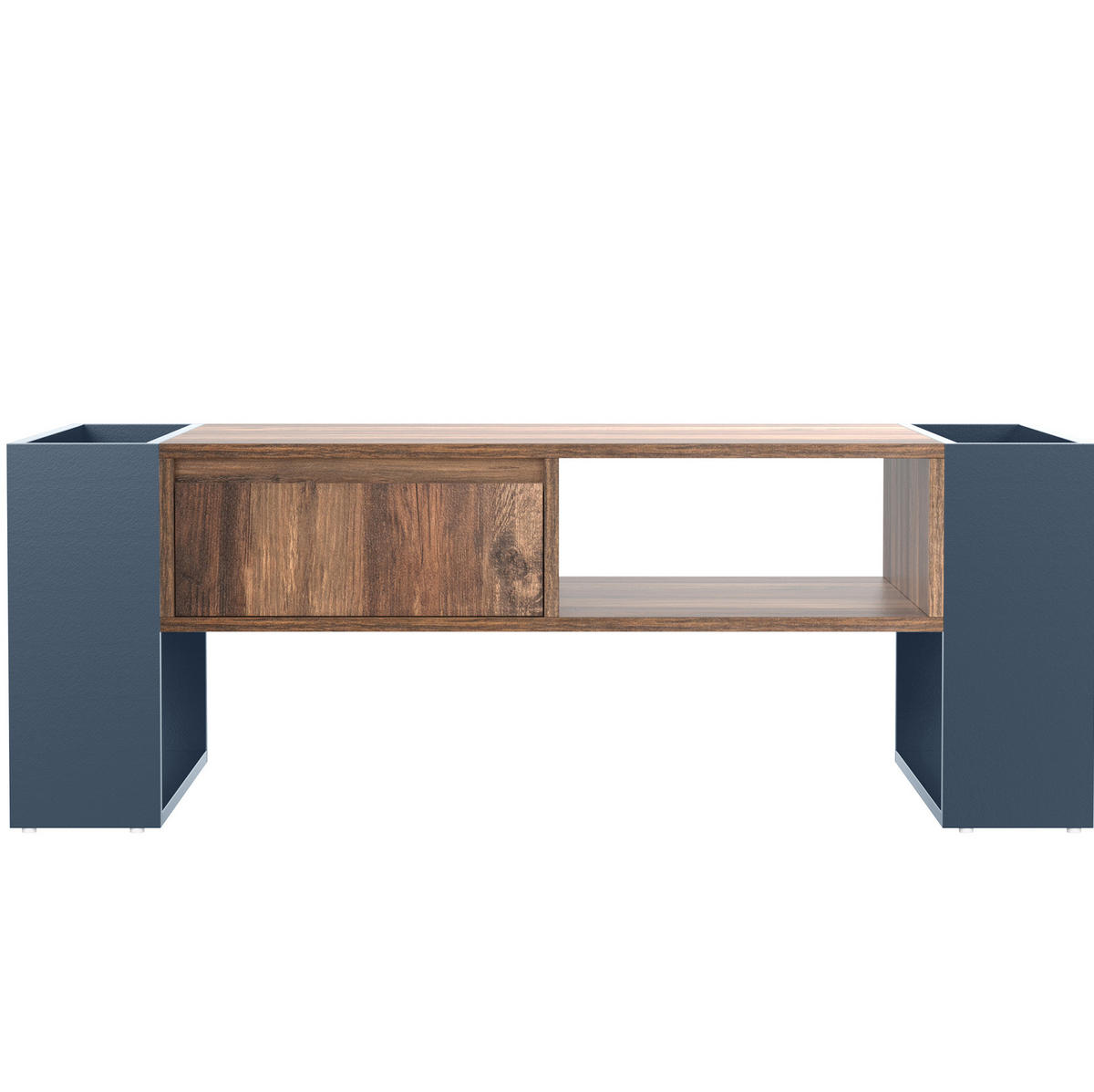 COUCHTISCH mit Schublade und Stauraum 111 x 60 cm Schwarz/Grau - Schwarz, Holzwerkstoff (111/60/40cm) - Meubliv