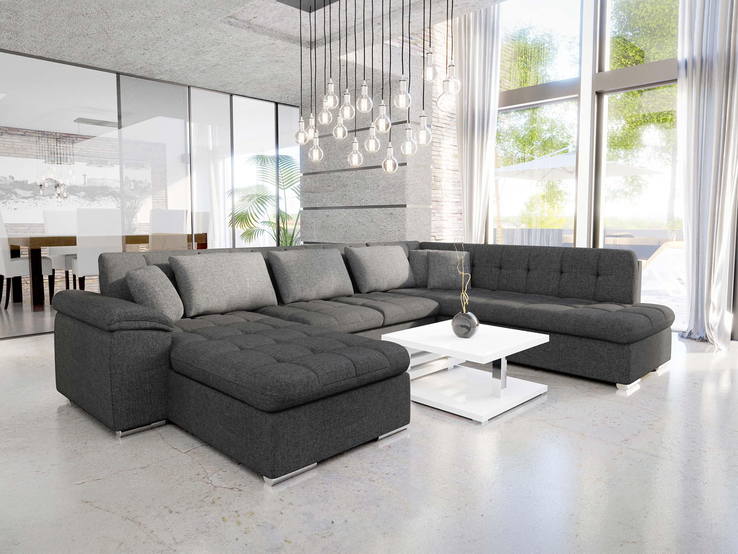 WOHNLANDSCHAFT Niko Bis Lux, Seite: Links - Graphitfarben, Holz/Textil (348/76/205cm) - MIRJAN24