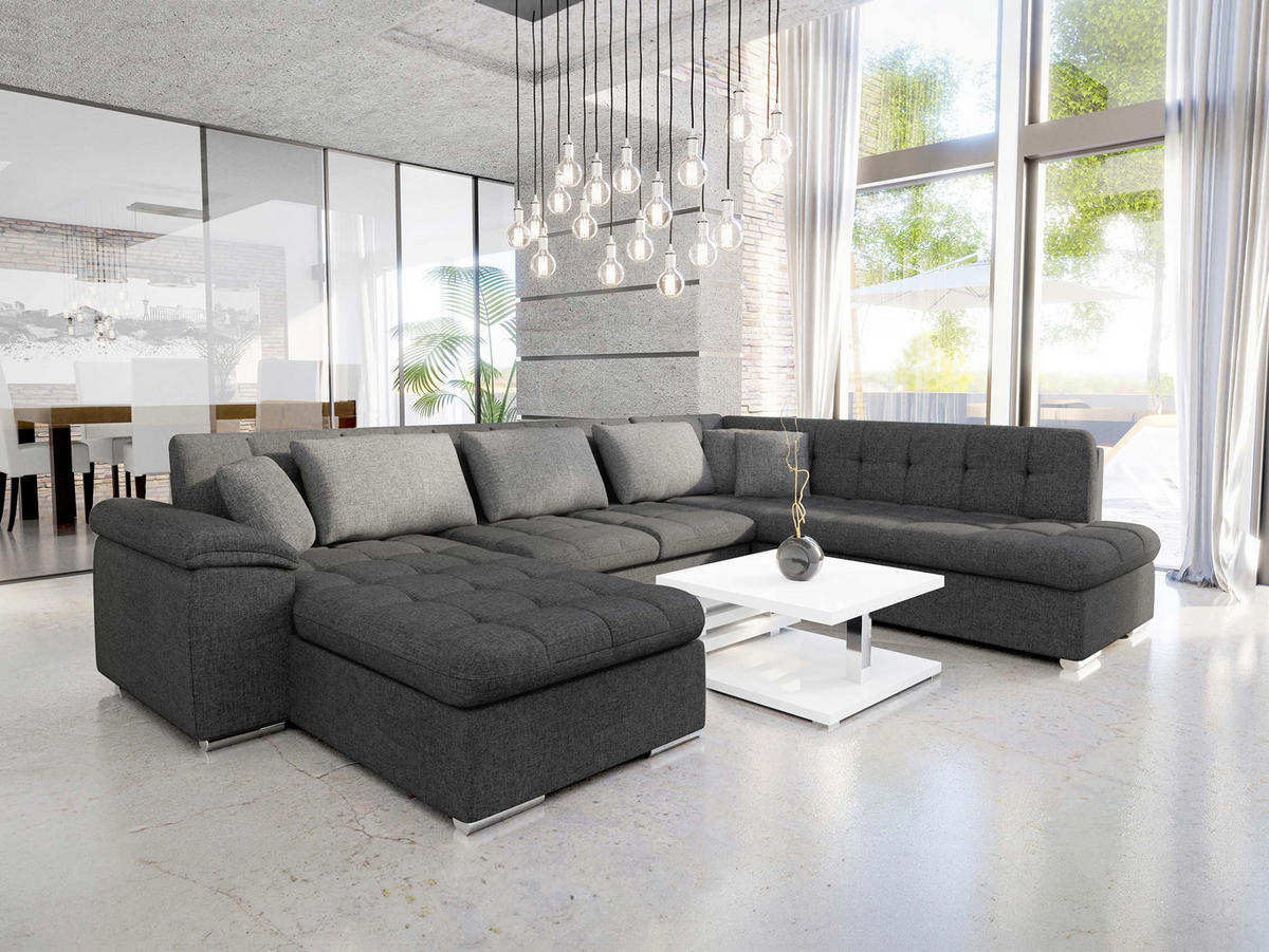 WOHNLANDSCHAFT Niko Bis Lux, Seite: Links - Graphitfarben, Holz/Textil (348/76/205cm) - MIRJAN24