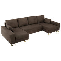 WOHNLANDSCHAFT DORIAN U Velvet Braun - Goldfarben/Braun, Textil/Metall (312/95/138cm) - MKS