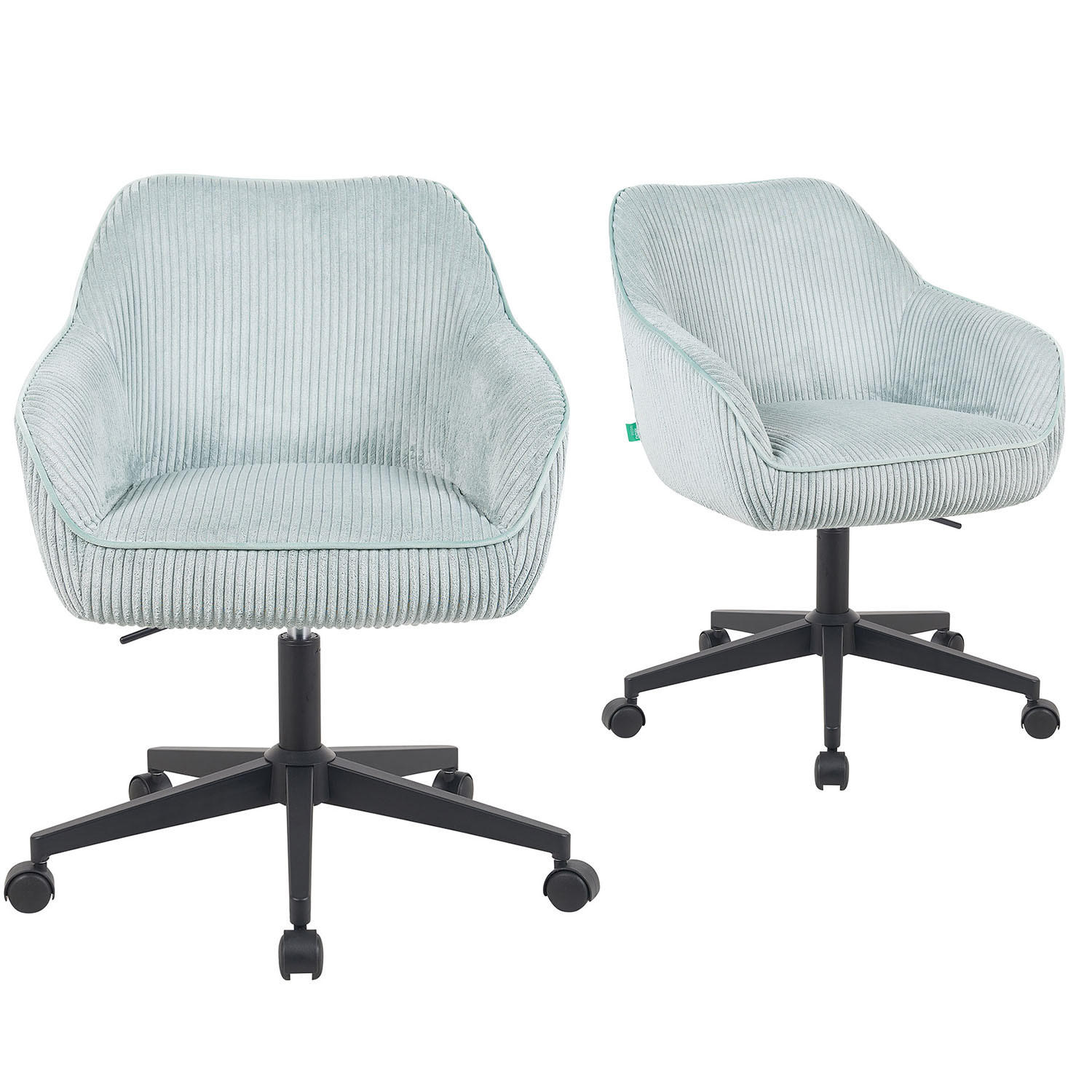 BÜROSTUHL Mika-Elio 2er-Set - Schwarz/Hellblau, Textil/Metall (60/79/61cm) - DUBI Möbel