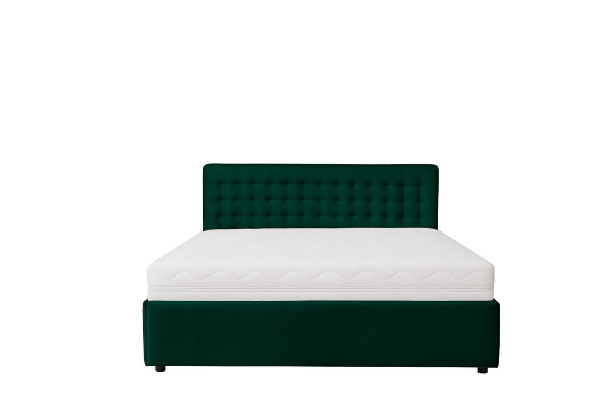 POLSTERBETT mit Bettkasten und Matratze FORTE, Grün, 160x200 cm - Grün, Textil (160/200cm) - KS Home Concept