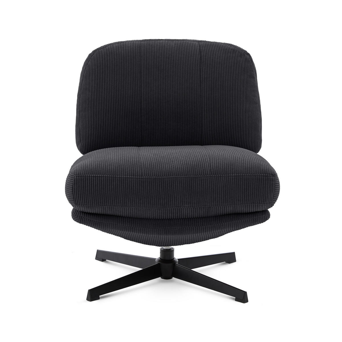 DREHSESSEL Lena aus moderner Cord anthrazitfarbenem - Schwarz/Grau, Textil/Metall (67/80/78cm) - Sicaan