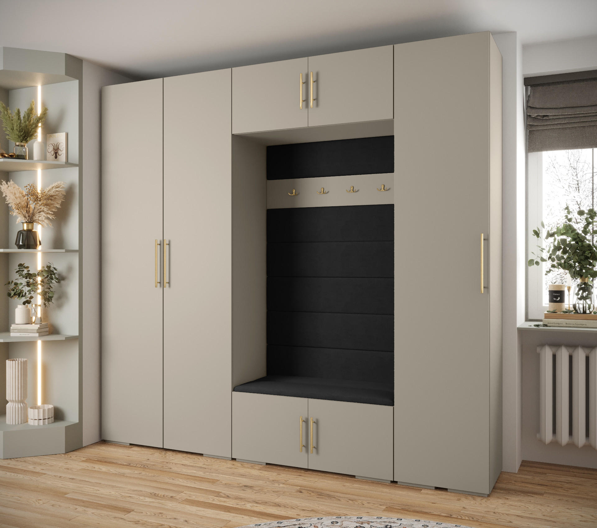 GARDEROBEN-SET 236,7/250/47 - Kaschmir/Goldfarben, Holz/Metall (250/236.7/47cm) - Abiks Möbel