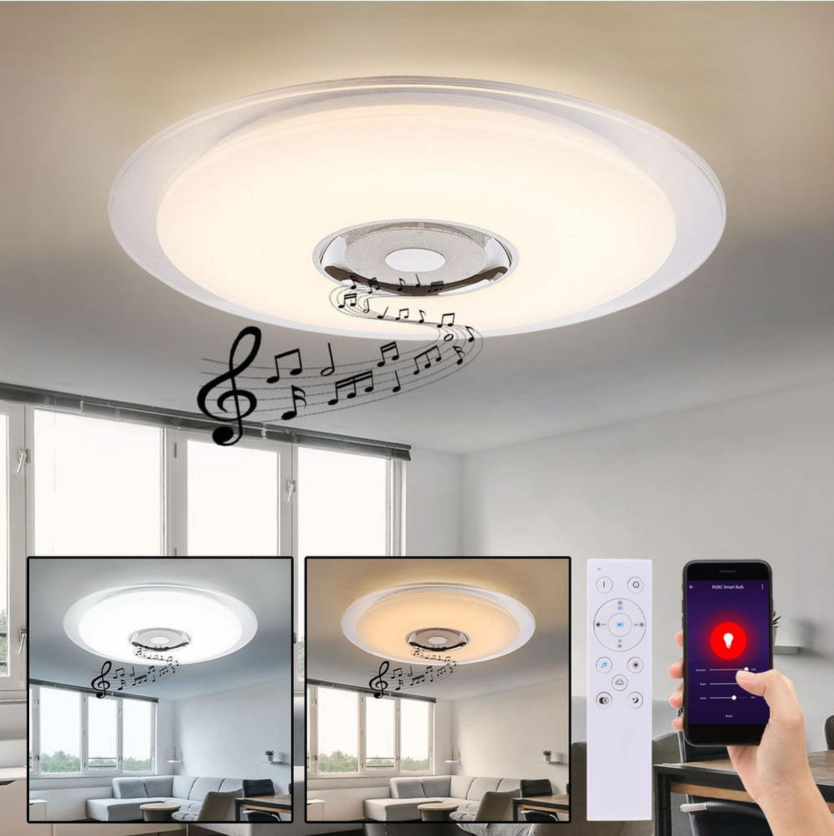 LED DECKENLEUCHTE Tune Silber Metall Acryl - Silberfarben, Metall (60/60/6.1cm) - Globo Lighting
