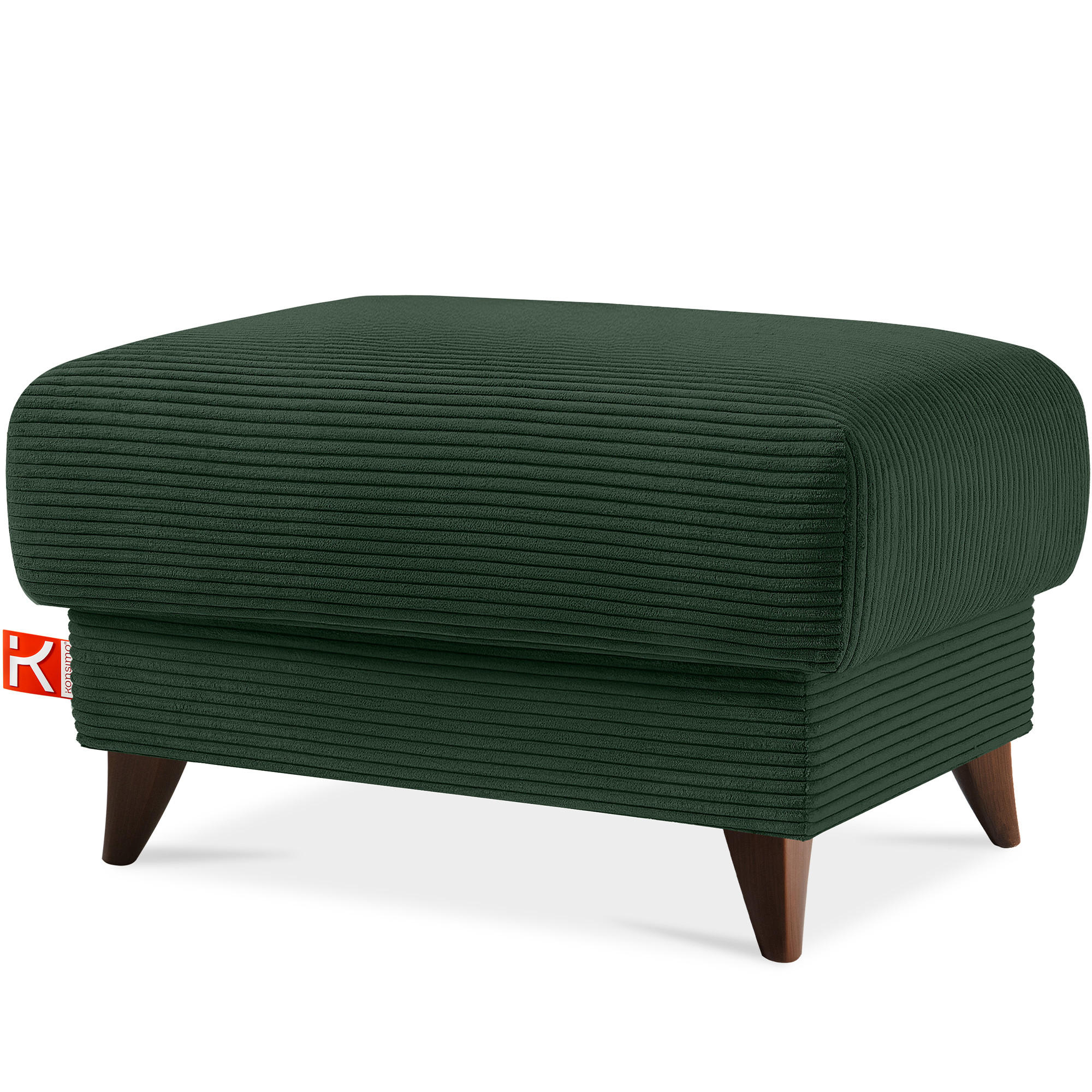 HOCKER GUSTAVO II, Dunkelgrün - Dunkelgrün/Braun, Holz/Holzwerkstoff (92/49/92cm) - KONSIMO®