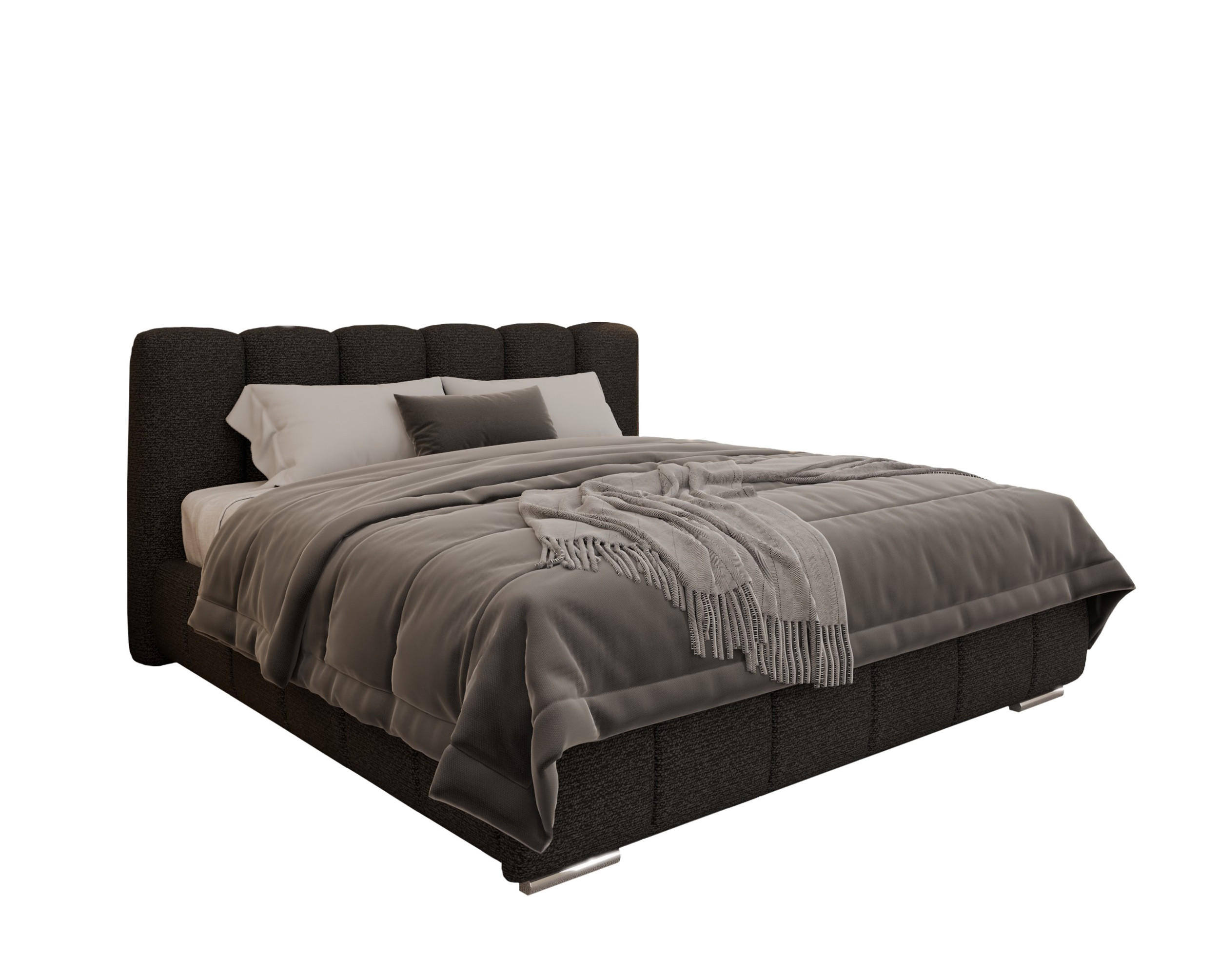 POLSTERBETT Zaira 180x200cm – Elegantes Polsterbett für modernen Wohnstil , ohne matratze, schwarz - Schwarz, Holz (160/200cm) - Homesy