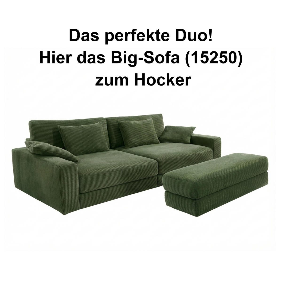 POLSTERHOCKER Federkern B124/T60/H40 cm Cord-Bezug Grün / 15256 - Schwarz/Grün, Kunststoff/Textil (124/40/60cm) - luma-home