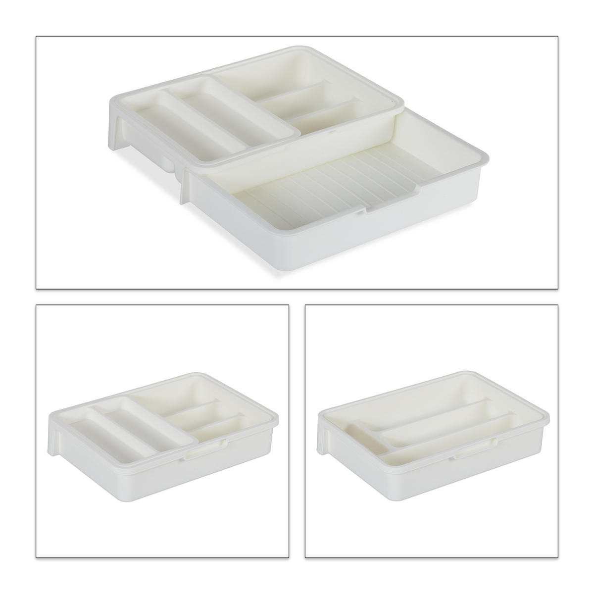 BESTECKKASTEN - Weiß, Kunststoff (23.5/6/31.5cm) - Relaxdays