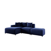 ECKSOFA Megan Xs In Stoff Salvador - Dunkelblau, Holzwerkstoff/Textil (304/165cm) - Fun Möbel