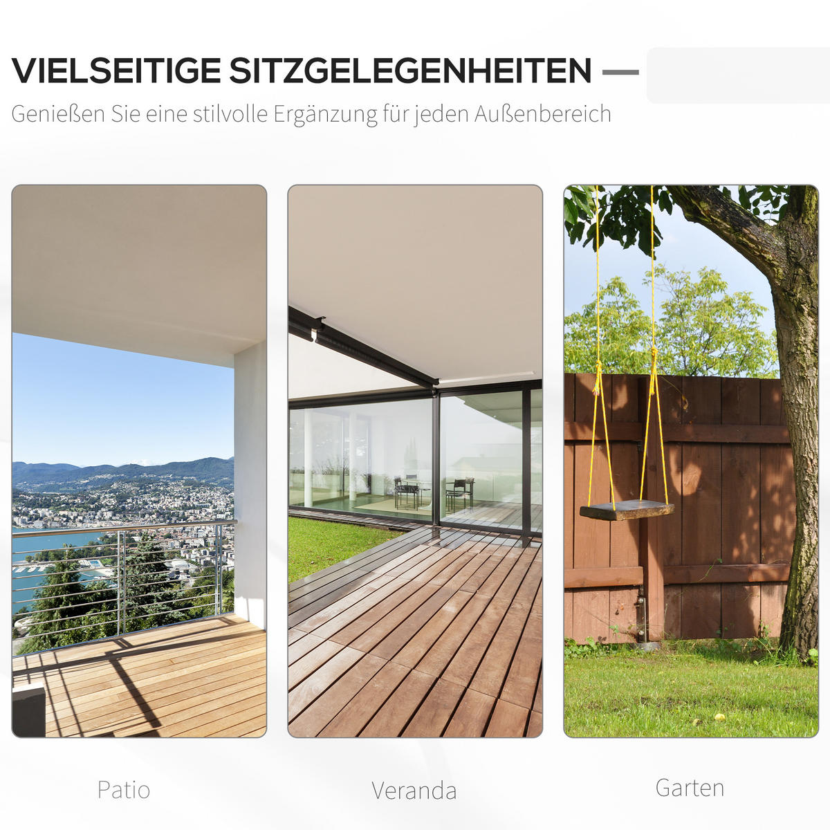 HÄNGEBANK, Tannenholz, Stahl, Weiß - Weiß, Holz/Metall (69/60/117cm) - Outsunny