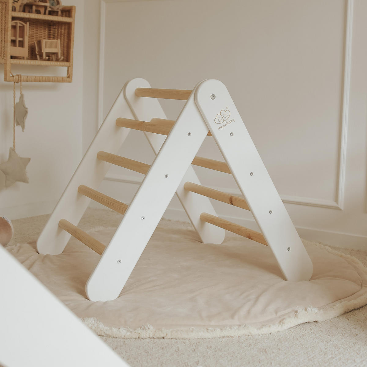 KLETTERDREIECK mit Rutsche, Montessori, Weiß - Weiß, Holz (59.5/59/60cm) - MeowBaby