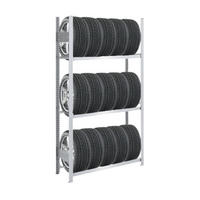 REIFENREGAL TIRE PRO 200x100x43cm 3 Ebenen 150kg Fachlast Bis zu 5 Reifen pro Ebene Verzinkt - Silberfarben, Metall (100/200/43cm) - PROREGAL