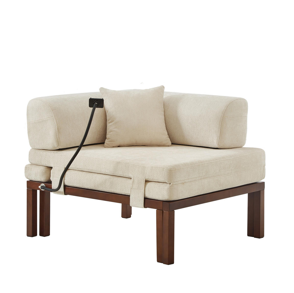 SOFABETT ausziehbar Beige Samt - Beige, Holz (81/64/176cm) - Meubliv
