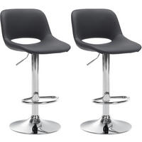 BARHOCKER 2er Set Lederlook schwarz - Chromfarben/Schwarz, Textil/Metall (42/86/46cm) - CLP