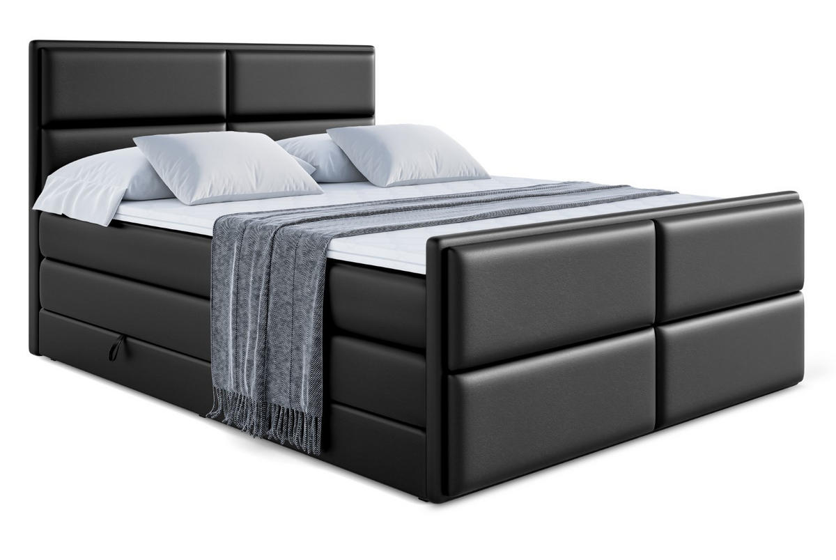 BOXSPRINGBETT AURA-Z KING - 160 x 200 - H3/H4 - Schwarz Hochglanz - Schwarz Hochglanz, Holzwerkstoff (160/200cm) - ALTDECOR