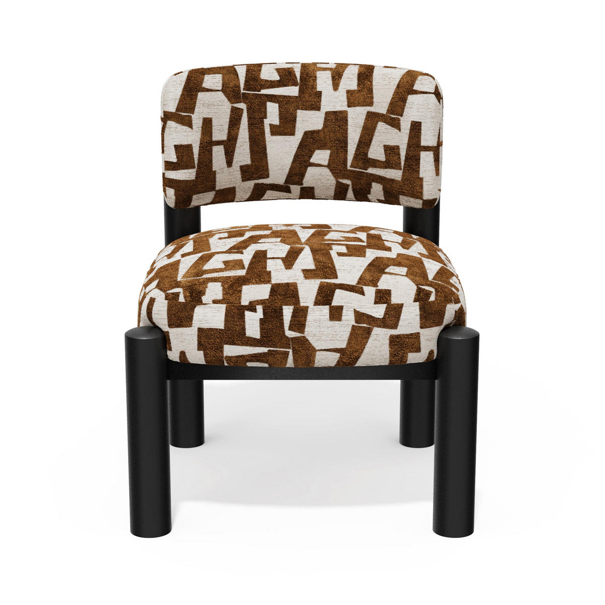 SESSEL ELY Strukturierter Stoff mit Muster Karamell 60.5cm - Braun, Textil (60.5/74.5/62cm) - Premium Interiors
