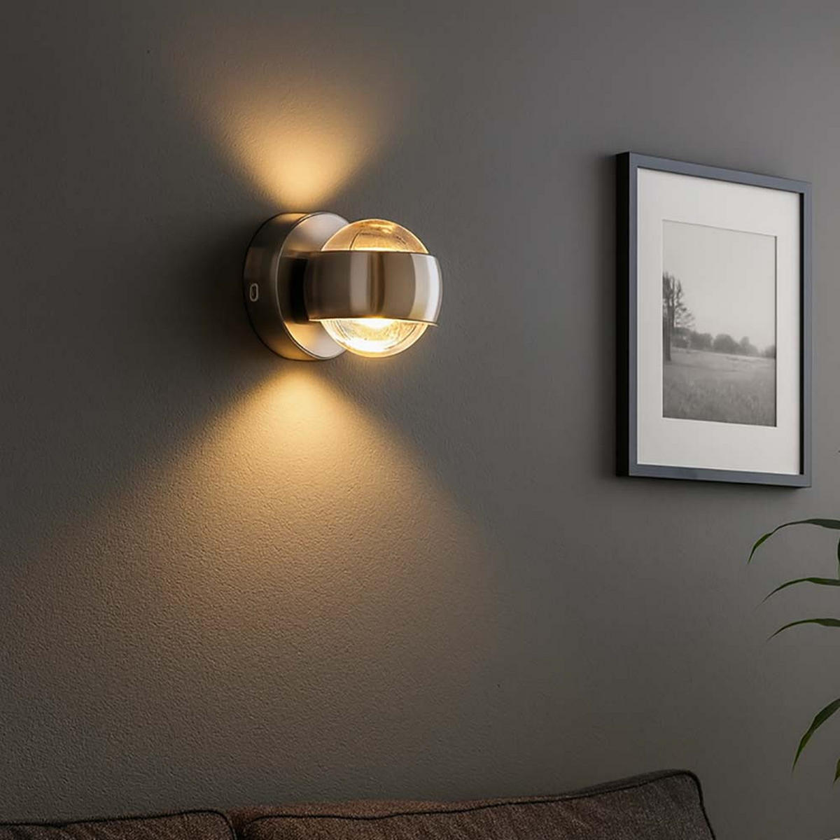 LED WANDLEUCHTE RANDI Silber matt - Silberfarben, Glas (7.5/10/10cm) - Globo Lighting