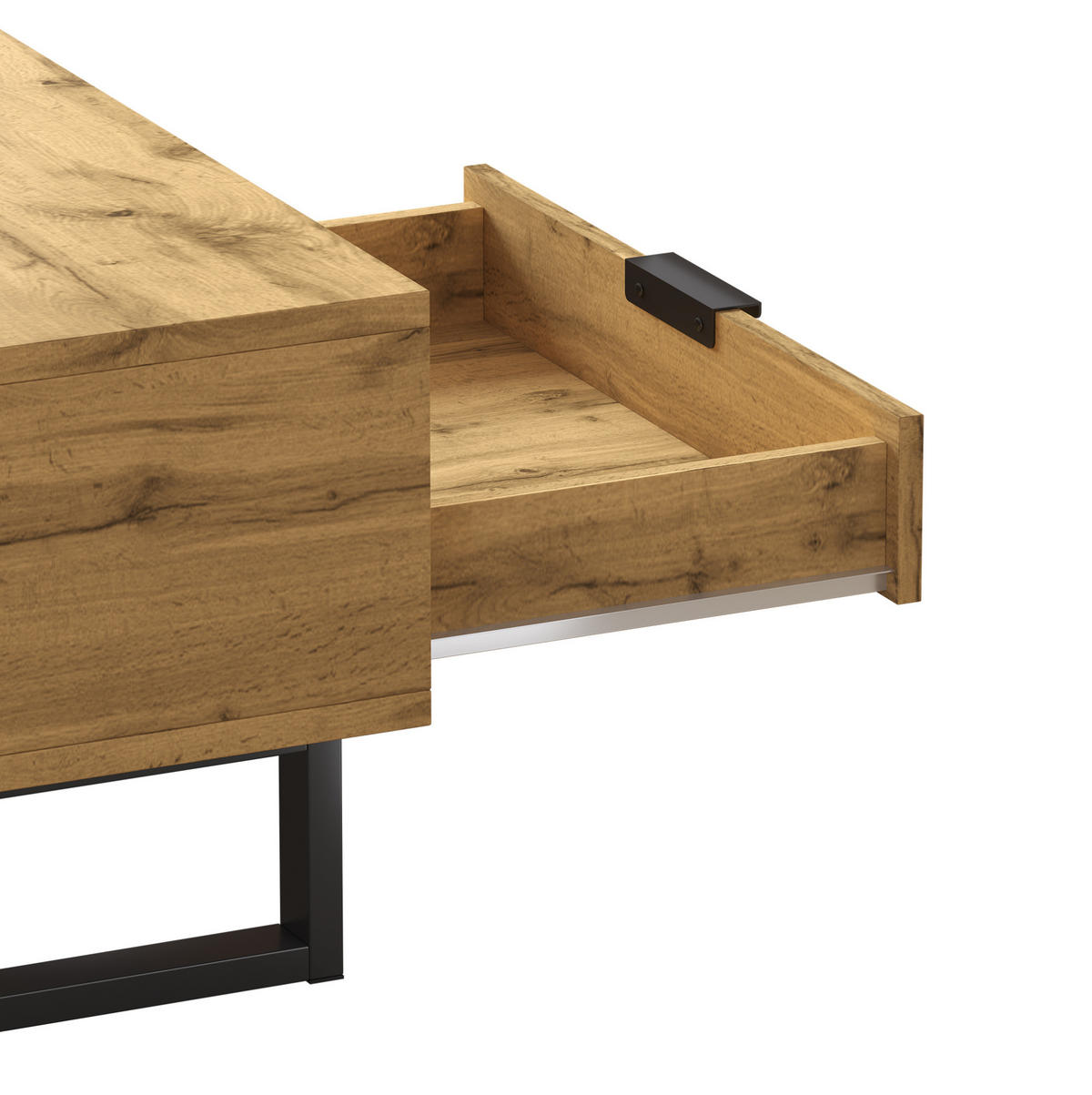 COUCHTISCH aus Spanplatte 100x50x40 cm in Natur mit Schublade & 3 Fächern - Naturfarben, Holzwerkstoff (100/50/40cm) - Modfu
