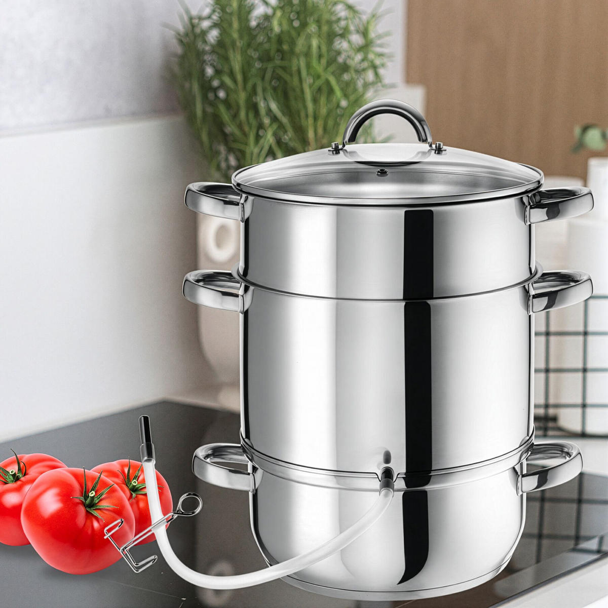 DAMPFENTSAFTER , Ø 26 cm, silber - Silberfarben, Metall (26/41/26cm) - tectake