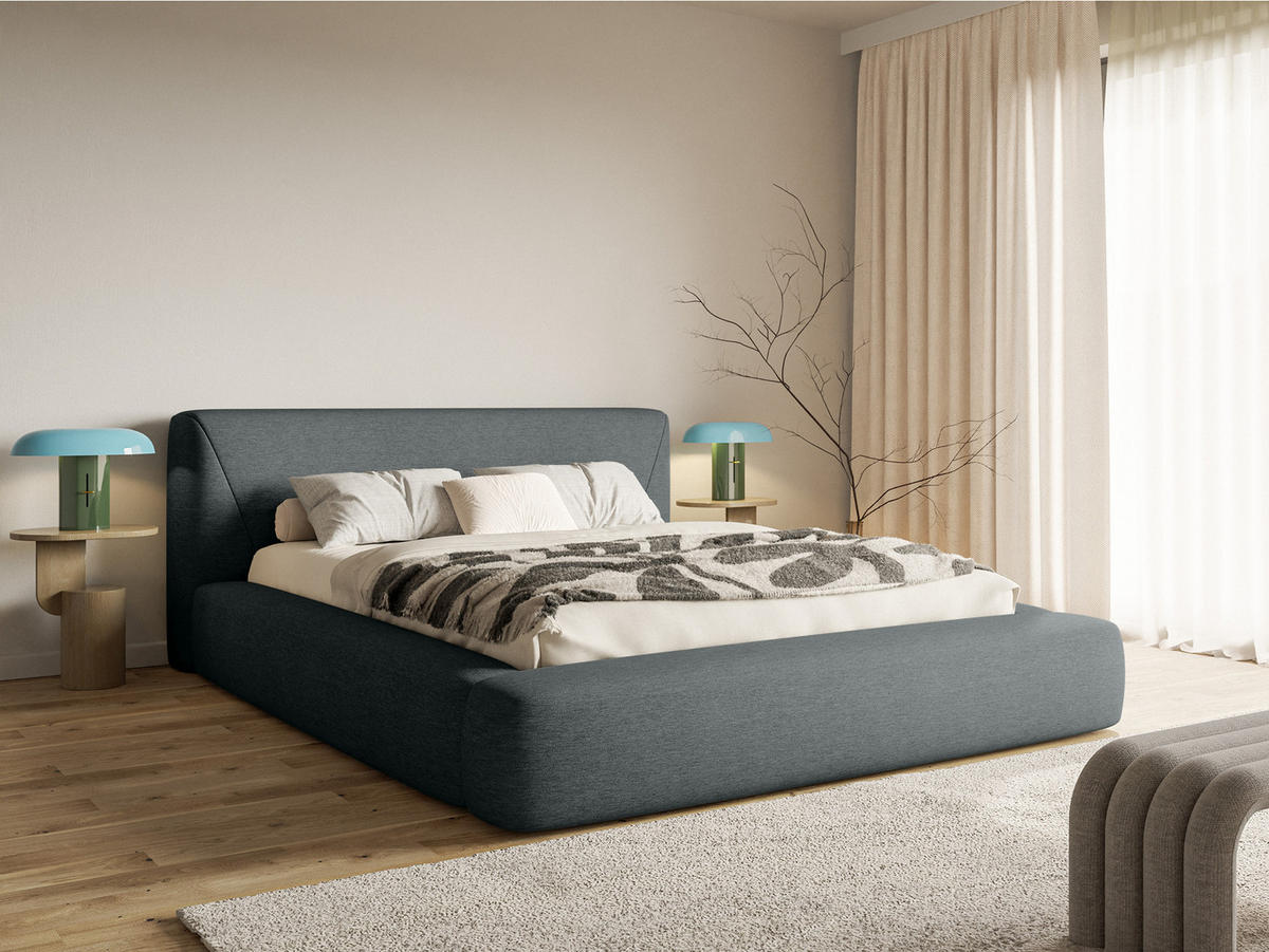 POLSTERBETT Vemmo 180x200 cm, Dunkelgrau - Dunkelgrau, Textil (180/200cm) - Fedve