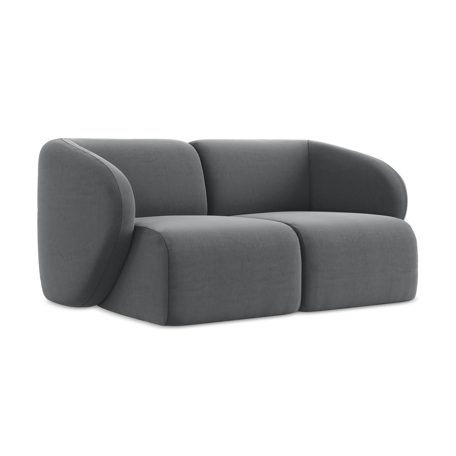 2-SITZER-SOFA Samt Stoff Grau - Edelstahlfarben/Schwarz, Holzwerkstoff/Kunststoff (174/75/94cm) - LaMiaSofa