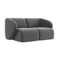 2-SITZER-SOFA Samt Stoff Grau - Edelstahlfarben/Schwarz, Holzwerkstoff/Kunststoff (174/75/94cm) - LaMiaSofa