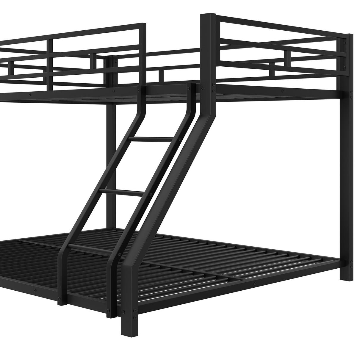 ETAGENBETT 90x200cm + 140x200cm Schwarz Metall EN747 zertifiziert - Schwarz, Metall (140/200cm) - FLIEKS