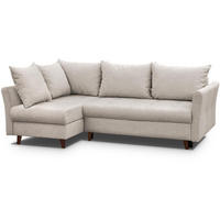 ECKSCHLAFSOFA Neron mit 2 Bettkasten und Beine in Wengefarbe, Beige, links - Wengefarben/Beige, Textil (233/148cm) - Beautysofa