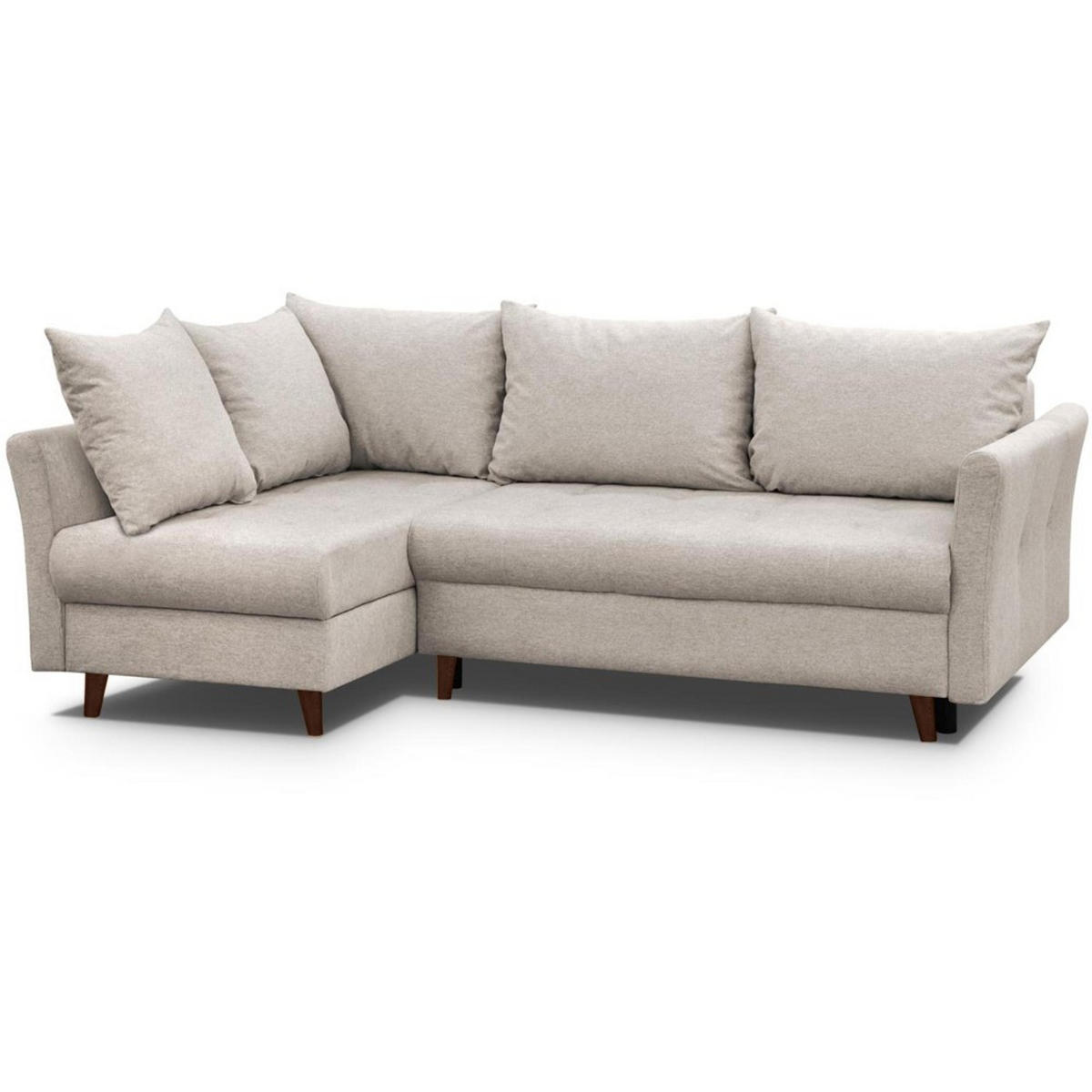 ECKSCHLAFSOFA Neron mit 2 Bettkasten und Beine in Wengefarbe, Beige, links - Wengefarben/Beige, Textil (233/148cm) - Beautysofa