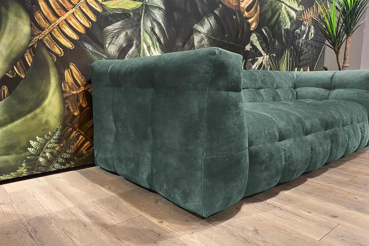 SOFA RIO Petrol Velvet - Petrol/Schwarz, Textil (236/68/105cm) - KAWOLA