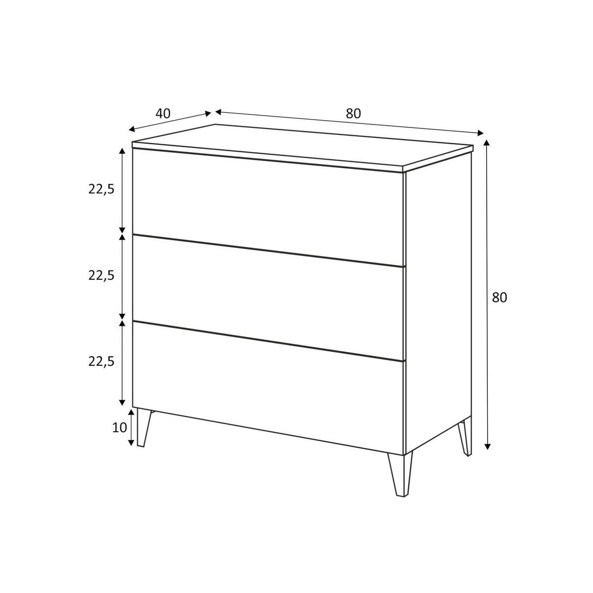 KOMMODE Weiß 40/80/80 cm - Weiß, Holzwerkstoff (80/80/40cm) - DMORA