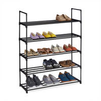 SCHUHREGAL - Schwarz, Kunststoff/Metall (90.5/114.5/30.5cm) - Relaxdays