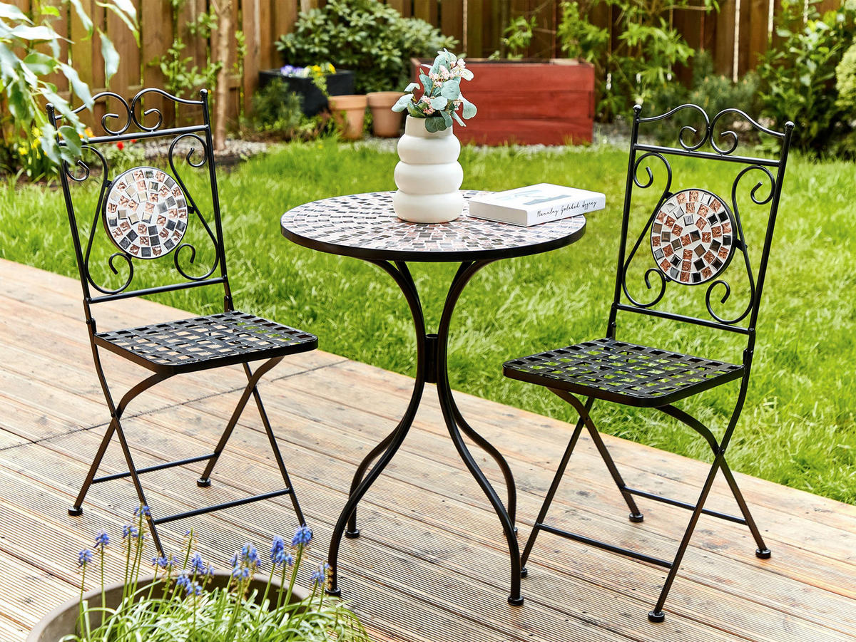 BISTRO-SET 2er Schwarz Carpino - Goldfarben/Schwarz, Metall - Beliani