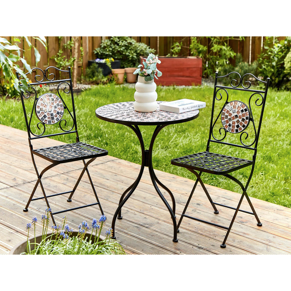 Thumbnail - Beliani Bistro-Set, Schwarz, Gold, Grau, Metall, Gartenmöbel, Gartenmöbel-Sets