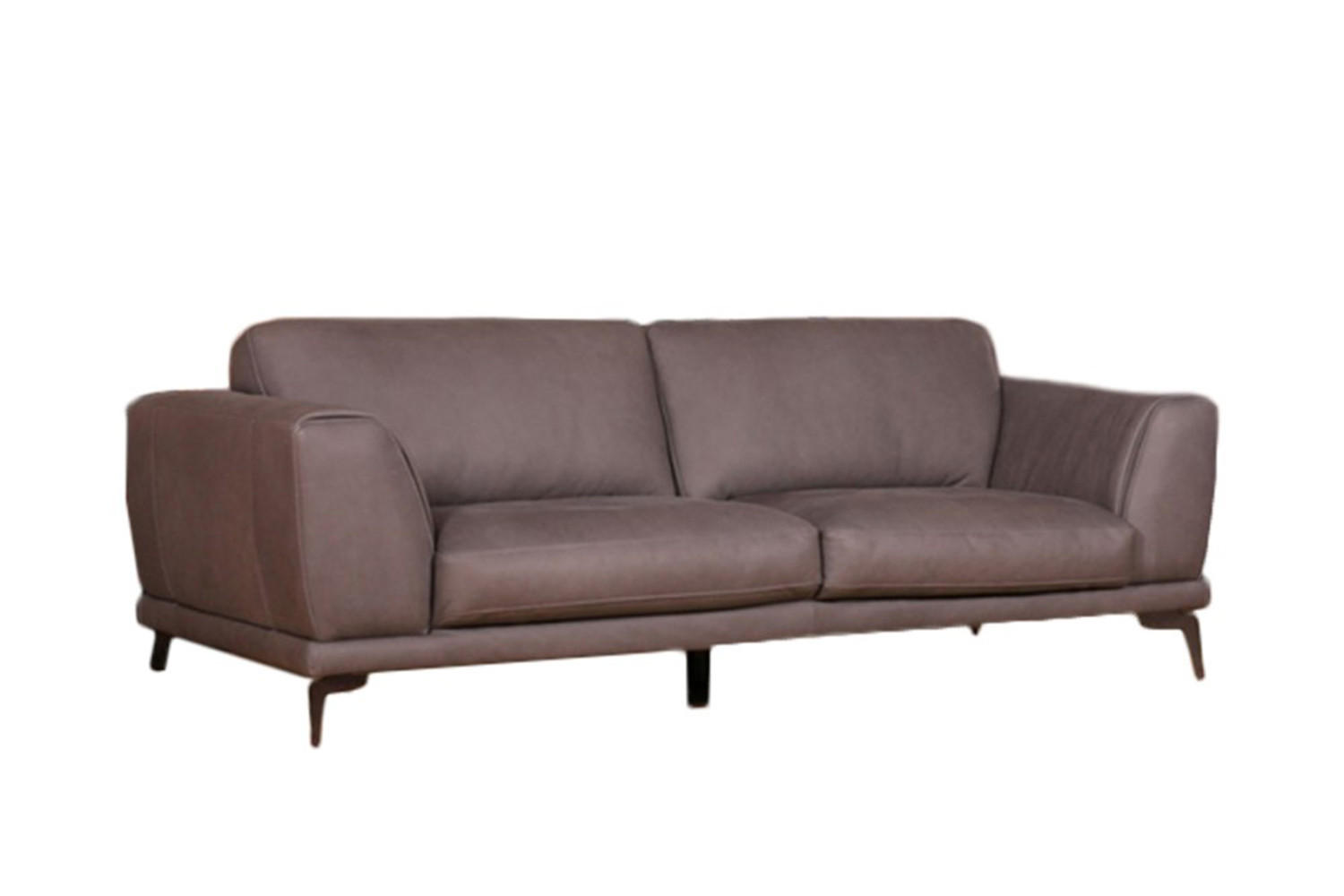 LEDERSOFA DESIDE Grau Leder - Schwarz/Grau, Leder/Metall (225/82/100cm) - KAWOLA