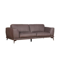LEDERSOFA DESIDE Grau Leder - Schwarz/Grau, Leder/Metall (225/82/100cm) - KAWOLA
