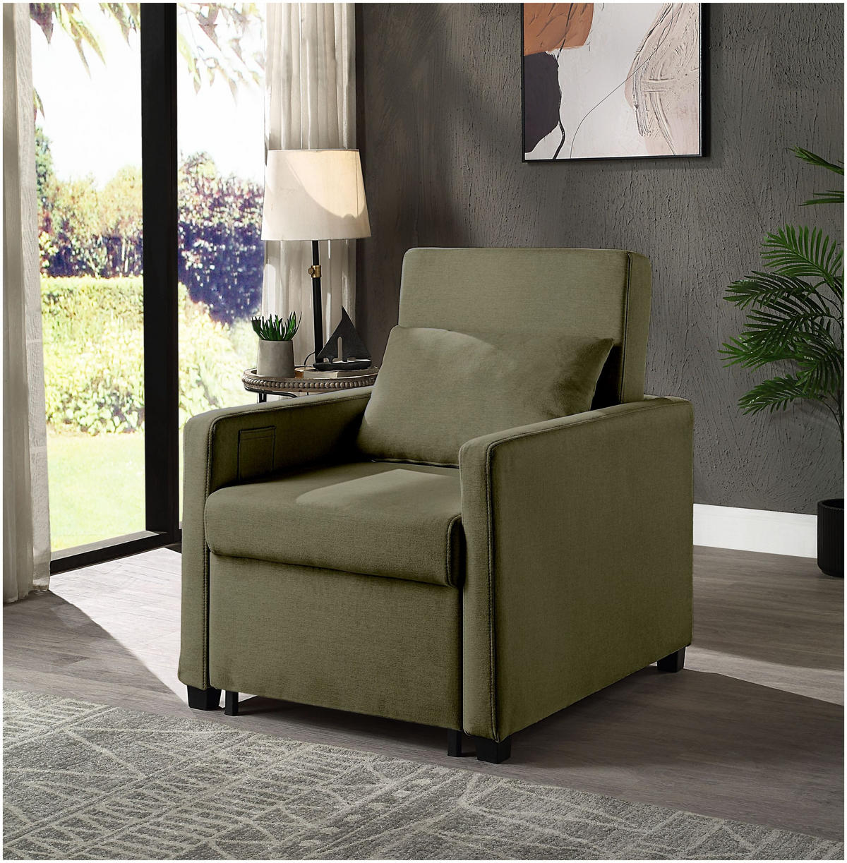 SCHLAFSESSEL Jerry Grün - Grün, Textil (74/89/91cm) - ATLANTIC home collection