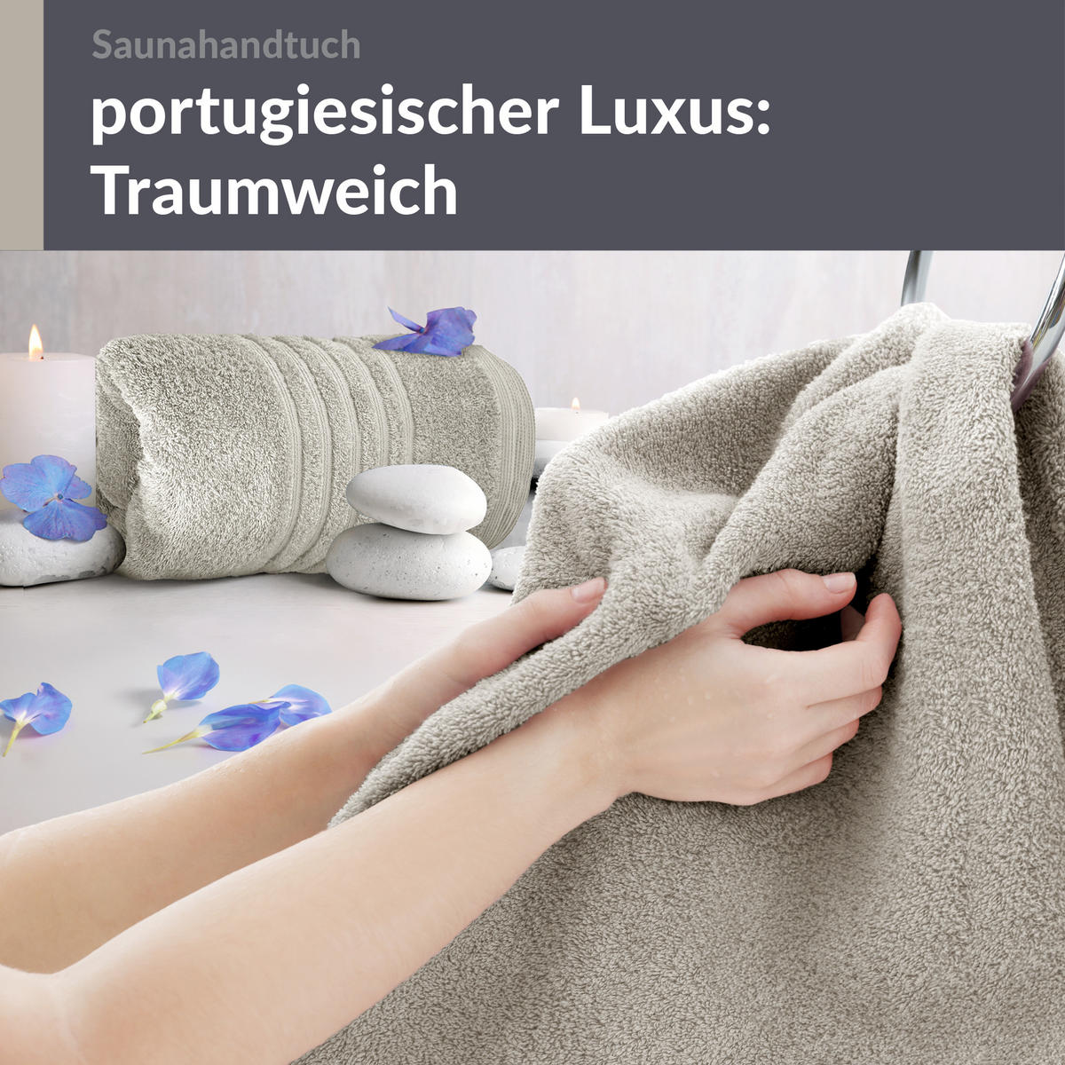 SAUNATUCH 80x200 cm 2er Set London Kiesel Grau - Sandfarben, Textil (80/200cm) - Lashuma