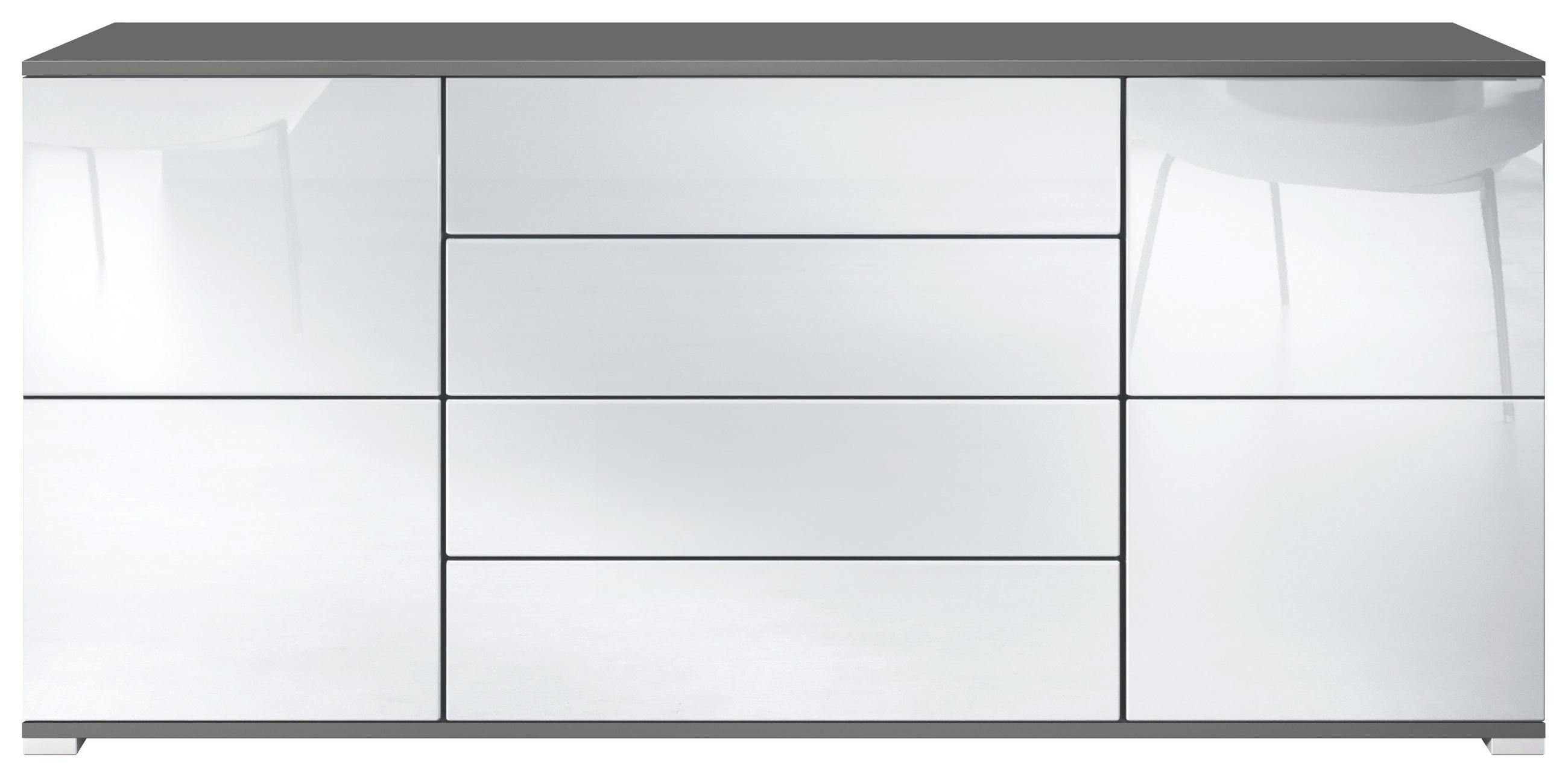 Vladon Sideboard Weiß Hochglanz 166.5x75.5x35 cm