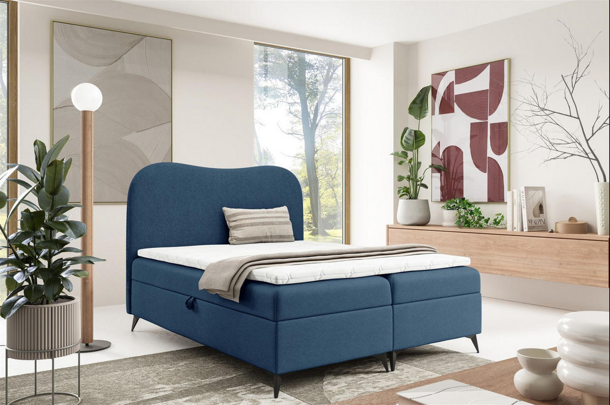 BOXBETT Blair - Blau, Holzwerkstoff/Textil (120/200cm) - Fun Möbel