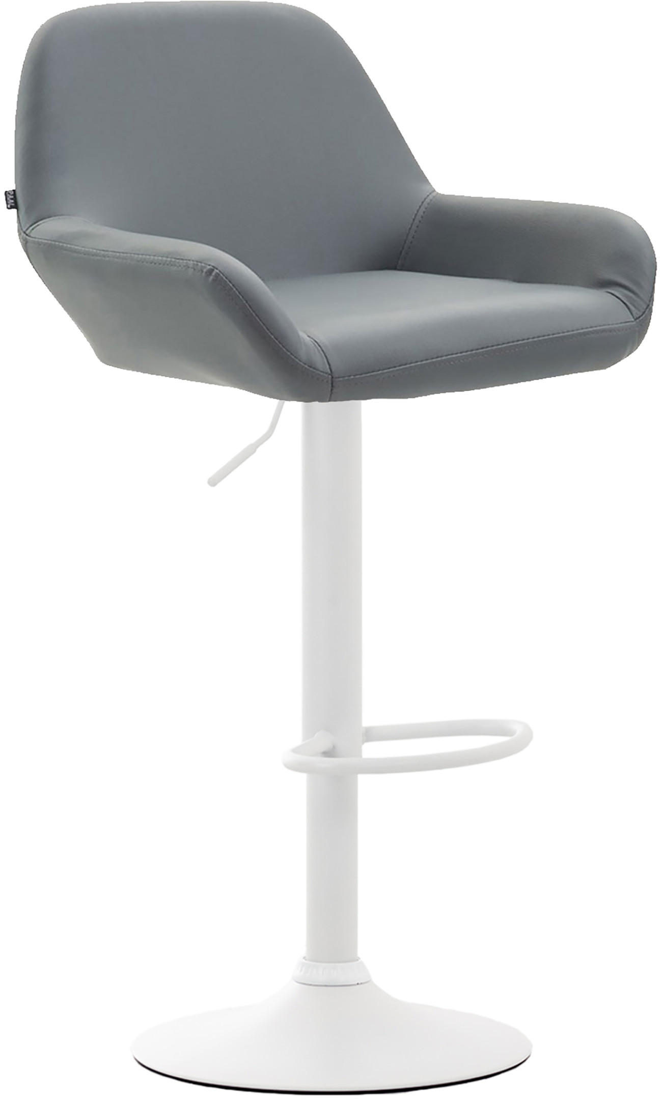 BARHOCKER DUBLIN Grau Kunstleder Weiß - Grau, Leder/Metall (51/89/52cm) - DELUKE