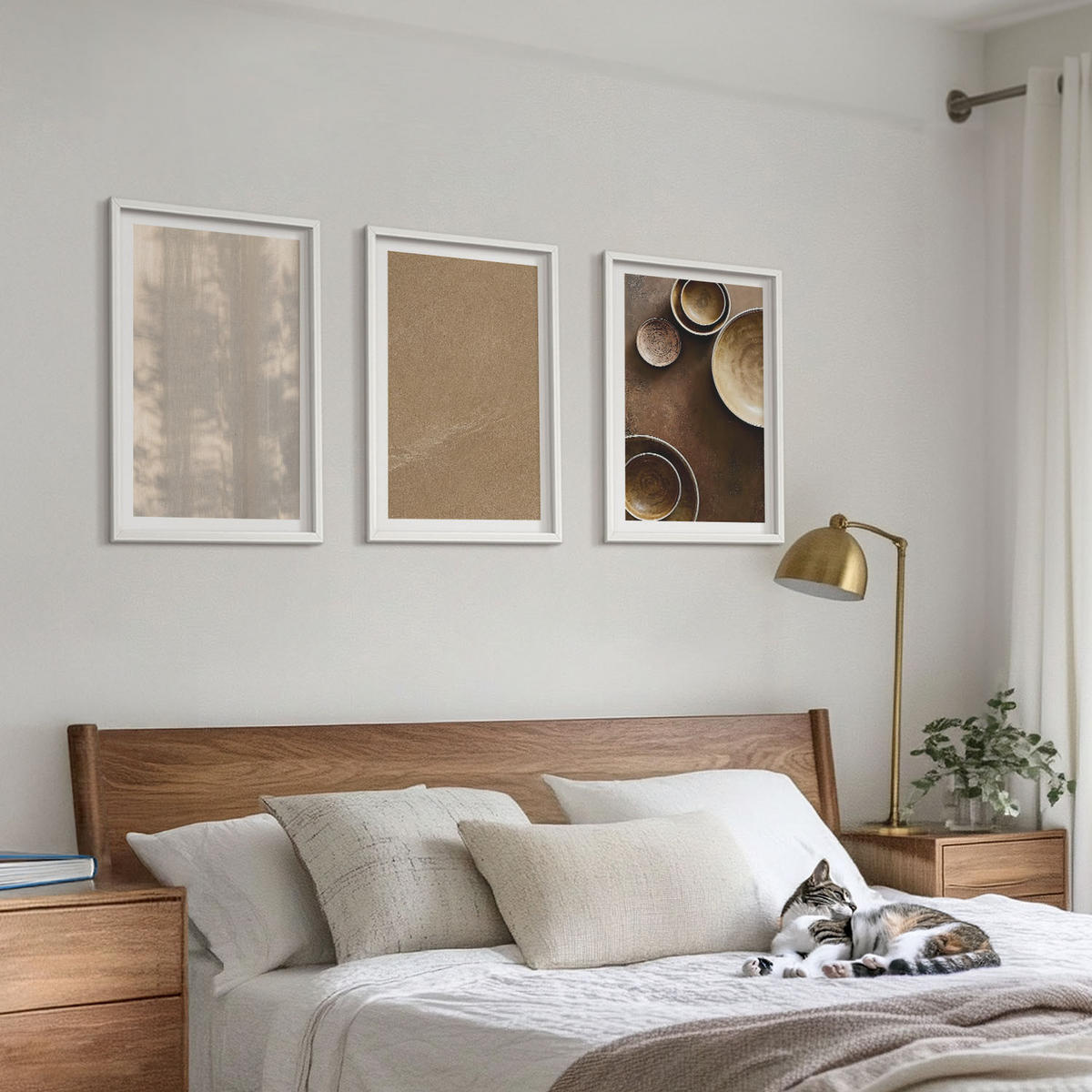 WANDBILDER 3er-Set - 40x60 cm Weißer Rahmen - Minimalistische Texturstrukturen - Weiß, Kunststoff (40/60cm) - ArtPrintCave