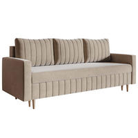 SCHLAFSOFA 215 cm Scandi, 3-seater, Bettkasten, Beine, Beige - Beige, Holz (215/94/90cm) - Emporius