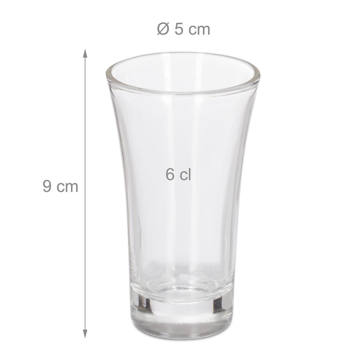 6xSCHNAPSGLAS - Transparent, Glas (0.06L) - Relaxdays